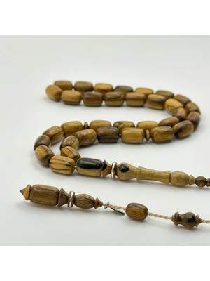 Usta Işçilikli Gümüş Halka Detaylı Kapsül Kesim Öd Ağacı Tespih