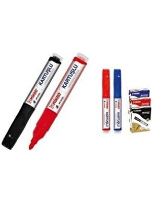 Mikro Mavi Kartuşlu Tahta Kalemi 12 Li MR-6019 Renkli Tebeşir ile Yazım Kolaylığı