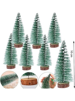 Empressco Renkli 10 cm Karlı Iğne Yapraklı Yılbaşı Çam Ağacı Seti 7 Adet