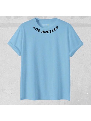Yeni Sezon Unisex Los Angeles Yaka Baskılı T-Shirt