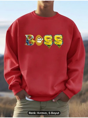 Akan Grafik Desenli Sarı Renkli Yuvarlak Yaka Sweatshirt