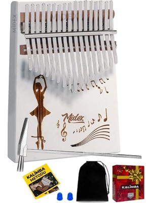 CetKing KLX-540 Beyaz Renk Gerçek Ağaç Kalimba 17 Tuşlu Full Set