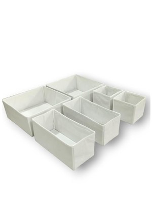 CetKing Room 6'lı Beyaz Çekmece Içi Düzenleyici Organizer Set - Çok Amaçlı Dolap Içi Kutu Seti