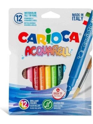 CetKing Carioca 42747 Acquarell Firça Uçlu Keçeli Kalem 12 Renk