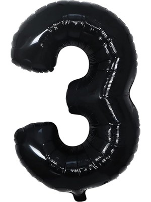 CetKing Balon Siyah 3 Rakamı 34 Inç 80 cm