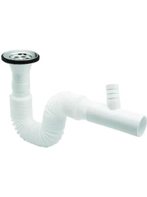 CetKing Körüklü Lavabo Sifonu Gider Borusu Çamaşır Bulaşık Makine Çıkışlı
