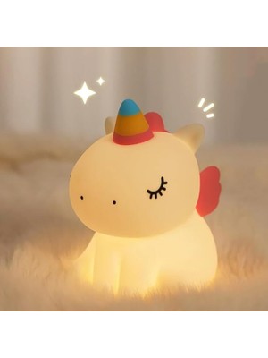 CetKing Yumuşak Silikon Unicorn Mini Gece Lambası Dekoratif Işık Derecesi Ayarlanabilir Yatak Odası Lambası Boynuzlu At Kitap Okuma Lambası Çocuk Odası 9cm x 13CM A-007 (Unicorn - A-007)
