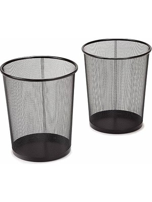 CetKing Classics Ev Veya Ofis Için Küçük Silindir Çöp Kutusu, 6 Galon Fileli Yuvarlak Kova, Hafif, Çelik Çöp Sepeti Seti, Çöp Veya Geri Dönüşüm Için, 2'li Paket, Siyah