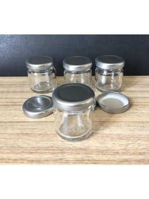 CetKing - 10 Adet 40 cc Cam Kavanoz - Gümüş Kapak - Hediyelik, Hobi, Düğün, Nişan-Mini Kavanoz