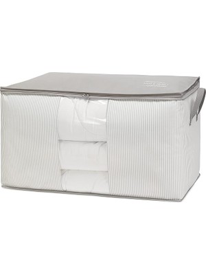 CetKing Home Textile Mega Boy Pvc Pencereli Gri Çizgili Stuff & Things Hurç 75 x 40 x 40 cm