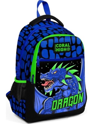 CetKing High Üç Gözlü Erkek Çocuk Ilk ve Orta Okul Çantası - Lacivert Yeşil Dragon