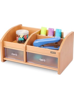 CetKing DX-404 Bambu Desenli Ahşap Kalemlik, Masaüstü Düzenleyici