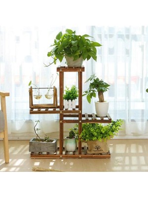 CetKing Kahveri Saksı Standı Bahçe Saksılık Çiçek Rafı Ahşap Saksılık