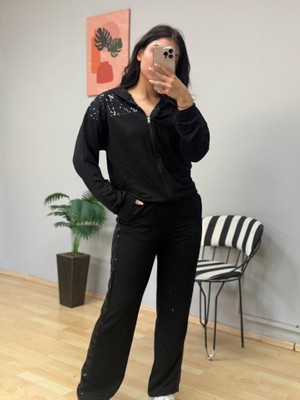 Bosel Kadın Iki Iplik Kumaş Pul ve Fermuar Detaylı Ikili Takım