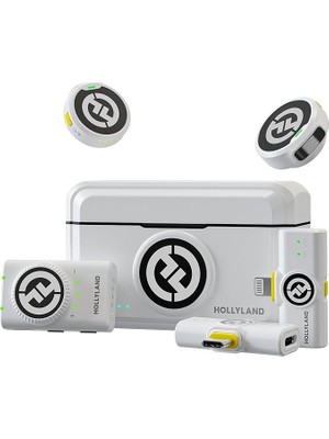 CetKing Hollyland Lark M2 Kablosuz Lavalier Mikrofon (2tx+3rx) Kamera, Iphone, Android, Pc, 48 Khz / 24 Bit Hi-Fi Ses 40H Süre 300 M Menzil, Enc Anti Ses Takmalı Mikrofon, Vlog Için Kablosuz - Beyaz