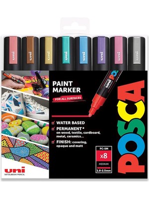 CetKing Unı Keçeli Kalem Seti, 5 M, Metal, 8 Adet