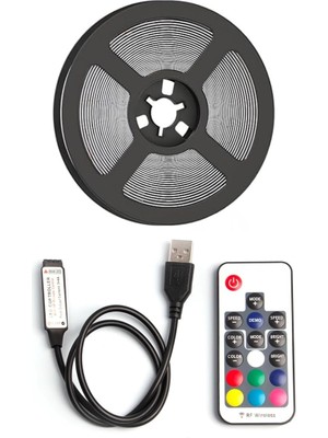CetKing Arkası Animasyonlu Rgb Şerit LED Seti Kumandalı 3 Metre - Cata - 5V USB Girişli