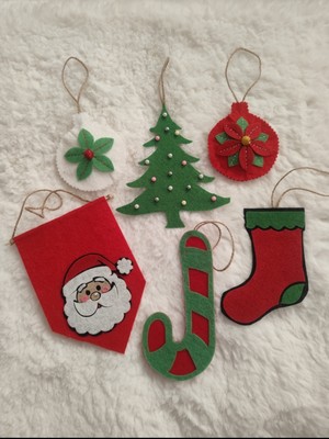 Empressco Keçeden Dayıklı Yılbaşı Dekor Seti, Ağac ve Soba Için, Kırmızı Renkli