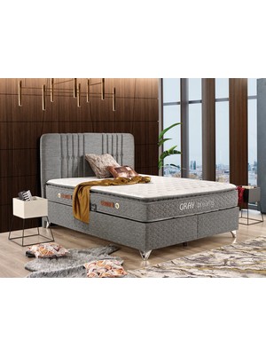 İmaj Gray Dreams Set Tek Kişilik Yatak Seti 90 x 200 Baslık + Sandıklı Baza + Ortopedik Yatak