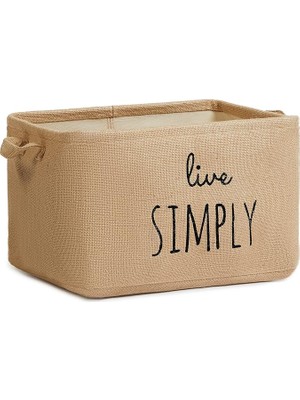 CetKing Home Textile Baskılı Jüt Dikdörtgen Sepet //42X31X25