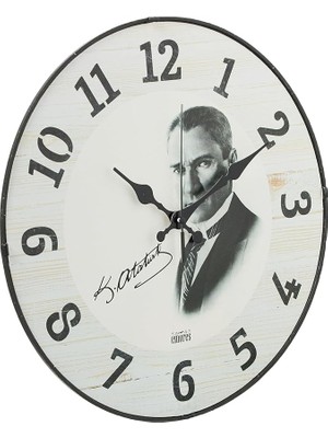 CetKing 36 cm Gerçek Bombe Cam Akar Saniye Sessiz Mekanizma Dekoratif Atatürk Duvar Saati