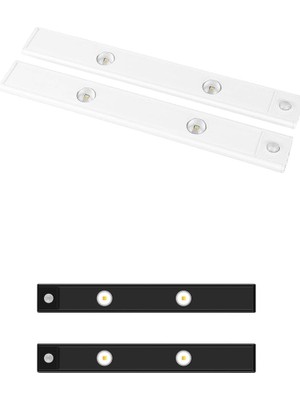 CetKing Sensörlü Slim LED Kabin Armatürü Dekoratif Dim Edilebilir USB Şarjlı Aydınlatma (Siyah, 20 Cm)