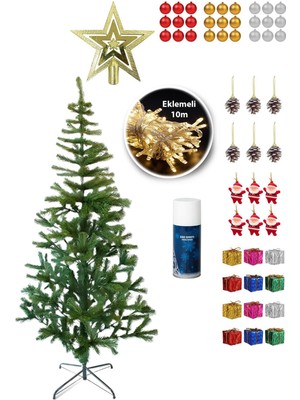 Empressco 55 Parça Yılbaşı Seti, Çam Ağacı, Led, Kar Spreyi ve Süsler ile Keyifli Kutlamalar