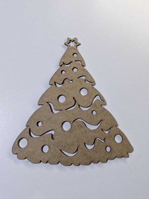 Empressco 33 cm Boyanabilir Ahşap Çam Ağacı Süsü, Yılbaşı Dekorasyonu