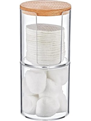 CetKing Ahşap Kapaklı Modern Tasarımlı Çift Katlı Pamukluk Organizer, Ahşap Kapaklı Pamukluk Organizer: Modern ve Şık Tasarımıyla Dikkat Çekin