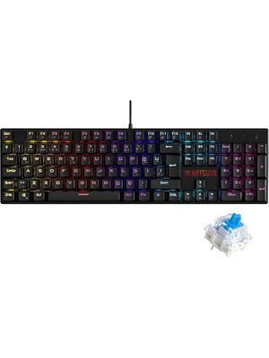 CetKing Blue Switch Mekanik Gaming Oyuncu Klavyesi 11 Animasyonlu Rainbow LED Işıklı