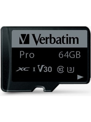 Verbatim Pro 64GB U3 UHS-I Class 10 Micro SDXC Hafıza Kartı (Adaptör Dahil) (47042)