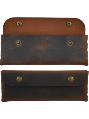 CetKing El Yapımı Kalemlik Hakiki Deri, Deri Küçük Kalem Kutusu – Iş, Ofis, Okul Aksesuar Tutucu, Klasik ve Minimal El Yapımı Tasarım Vintage Kalemlik (Taba)