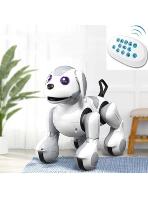 CetKing Fonksiyonlu Şarjlı Uzaktan Kumandalı ve El Sensörlü 22 cm Akıllı Robot Köpek Sesli Işıklı Programlama Dans Havlama ve Elle Kontrol