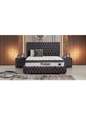 İmaj Premium Set Çift Kişilik Yatak Seti 140 x 200 Baslık + Sandıklı Baza + Ortopedik Yatak