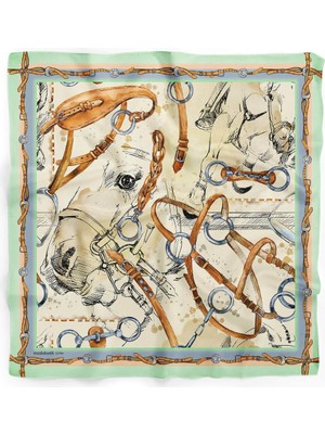 E98 Horse Watercolor Vıntage Tasarım Bandana