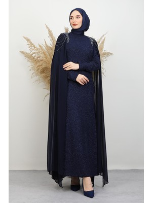 Kösem Taşlı Abiye Lacivert