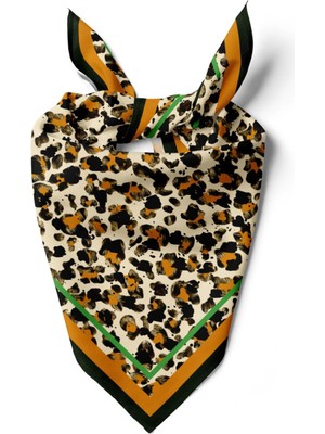 Vissona F19 Kadın Kahve Suluboya Desenli 50X50 Bandana