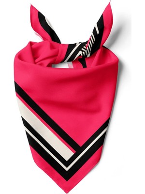 Vissona E47 Kadın Kırmızı Kare Desenli 50X50 Bandana Hyl DG01524-22