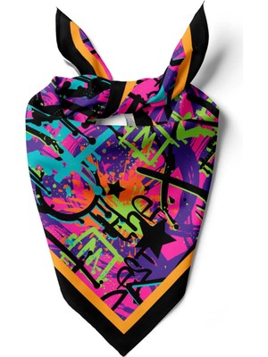 Vissona B35 Kadın Pembe The x Desenli 50X50 Bandana DG0823-22