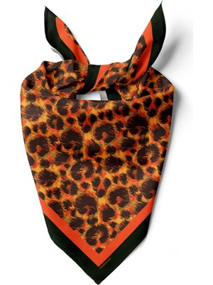 Vissona G57 Kadın Turuncu Kahve Animal Desenli 50X50 Bandana