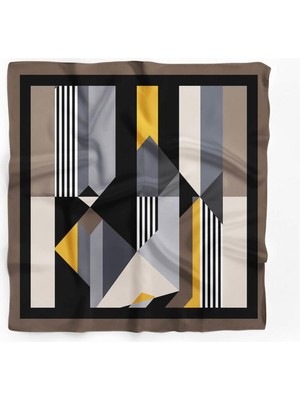 Vissona G42 Kadın Gri Geometrik Desenli 50X50 Bandana DG01526-22