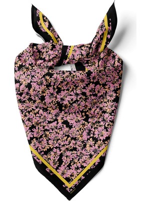 Vissona D12 Kadın Pembe Çiçek Desenli 50X50 Bandana
