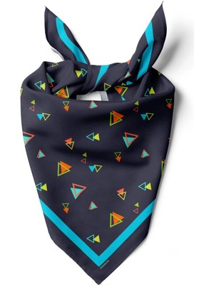 Vissona D13 Kadın Siyah  Üçgen Desenli 50X50 Bandana Hyl DG0830-22