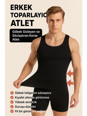 Erkek Göbek Toparlayıcı Korse Atlet – Ince Gösteren Dikişsiz Şekillendirici Atlet
