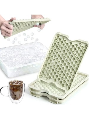 CetKing Pumo Vanilya 124 Bölmeli Kapaklı Küre Buz Kalıbı Dondurma Kalıbı Buz Saklama Kabı Sunumluk VLT1476