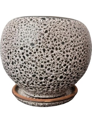 CetKing Tasarımı Ev Dekorasyon Krem Kahve Şekilli Artistik Çift Sırlı Iç ve Dış Mekan Kullanımlı Tabaklı Toprak Terrakota Saksı Saksılık Salon Çiçeklik