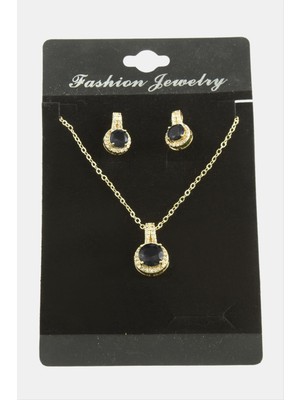 Yuvarlak Zirkon Taşlı Set Kolye