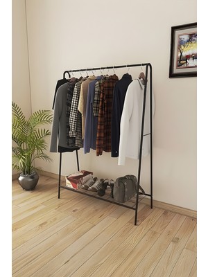 Metallica Concept Oval Telli Siyah Butik Ayaklı  Elbise Askılığı Konfeksiyon Askılık