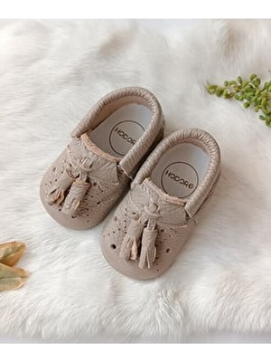 Hodore Bebek Ayakkabı Sütlü Kahve Deri Ergonomik Yapı ile Günlük Kullanım
