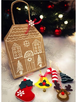 Empressco El Yapımı Yeşil Keçe Yılbaşı Süsleri Seti, Doğal ve Şık Dekorasyon.